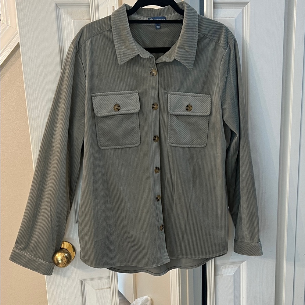 Democracy Greenish Gray Button-Up Shirt